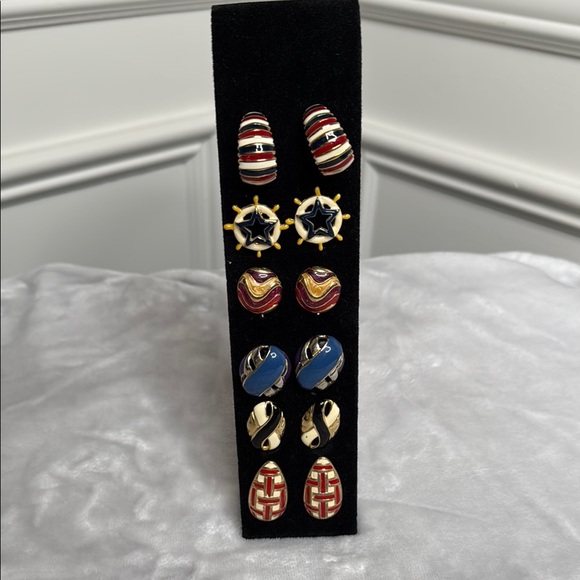 Jewelry - Vintage bundle of six Nautical Themed Earring Set in Red, Blue, and Gold